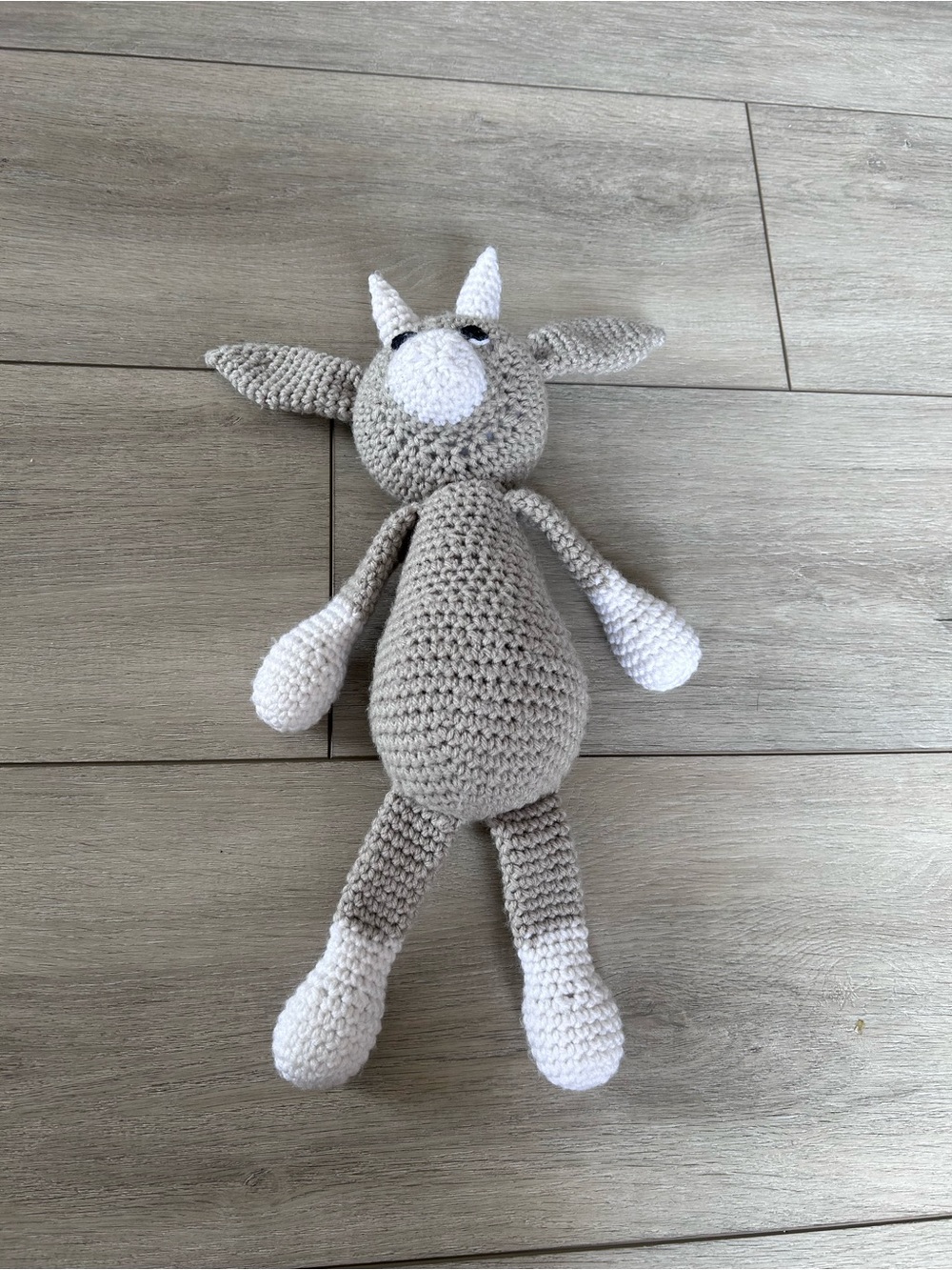 Handmade Goat Crochet Animal Plush Grey White Amigurumi Stuffed Toy Soft